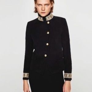 Zara Passementerie Black Gold Velvet Jacket Small